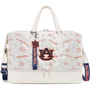 LSU Tigers Officially Licensed Duffle Bag – Water-Resistant Gym Duffel with Shoe & Wet Compartment, Weekender Carry-On Bag for Travel, Sports & Fitness | Purple, NCAA(AU-Beige)