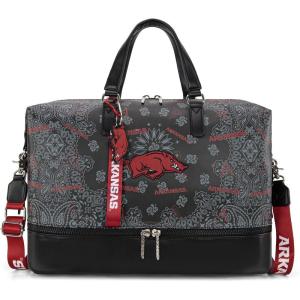 LSU Tigers Officially Licensed Duffle Bag – Water-Resistant Gym Duffel with Shoe & Wet Compartment, Weekender Carry-On Bag for Travel, Sports & Fitness | Purple, NCAA(AFU-Black)