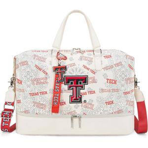LSU Tigers Officially Licensed Duffle Bag – Water-Resistant Gym Duffel with Shoe & Wet Compartment, Weekender Carry-On Bag for Travel, Sports & Fitness | Purple, NCAA(TTU-Beige)