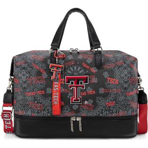 LSU Tigers Officially Licensed Duffle Bag – Water-Resistant Gym Duffel with Shoe & Wet Compartment, Weekender Carry-On Bag for Travel, Sports & Fitness | Purple, NCAA(TTU-Black)