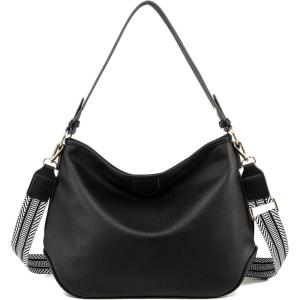 Large Hobo Crossbody Bags for Women Shoulder Purse Work Daily Handbags with Adjustable Strap(2 Straps Black)