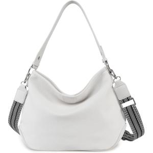 Large Hobo Crossbody Bags for Women Shoulder Purse Work Daily Handbags with Adjustable Strap(2 Straps White)