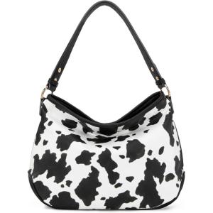Large Hobo Crossbody Bags for Women Shoulder Purse Work Daily Handbags with Adjustable Strap(*Cow Print Black)