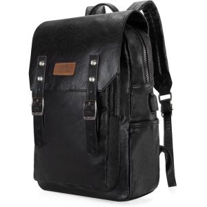Montana West × Wrangler Backpack for Women Men Unisex Stylish Business Work Backpack Purse Black Vegan Leather Backpack(Black)