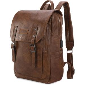Montana West × Wrangler Backpack for Women Men Unisex Stylish Business Work Backpack Purse Black Vegan Leather Backpack(Dark Brown)