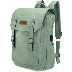 Montana West × Wrangler Backpack for Women Men Unisex Stylish Business Work Backpack Purse Black Vegan Leather Backpack(Light Green)