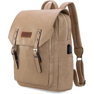 Montana West × Wrangler Backpack for Women Men Unisex Stylish Business Work Backpack Purse Black Vegan Leather Backpack(Tan)