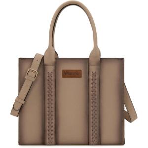 Montana West × Wrangler Large Tote Bags Purses for Women Work Top-Handle Handbags with Strap(F-khaki)