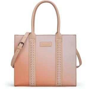 Montana West × Wrangler Large Tote Bags Purses for Women Work Top-Handle Handbags with Strap(Gradient-brown)