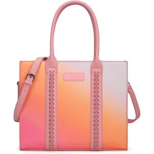 Montana West × Wrangler Large Tote Bags Purses for Women Work Top-Handle Handbags with Strap(Gradient-pink)