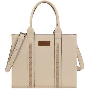 Montana West × Wrangler Large Tote Bags Purses for Women Work Top-Handle Handbags with Strap(L-beige)