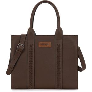 Montana West × Wrangler Large Tote Bags Purses for Women Work Top-Handle Handbags with Strap(L-coffee)