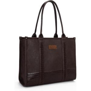 Montana West × Wrangler Tote Bag for Women Western Cow Print Purse Designer Top Handle Handbags(L Coffee)