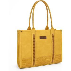 Montana West × Wrangler Tote Bag for Women Western Cow Print Purse Designer Top Handle Handbags(L Yellow)