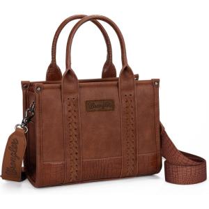 Montana West × Wrangler Tote Bag for Women Western Cow Print Purse Designer Top Handle Handbags(M Cocoa-guitar Strap)