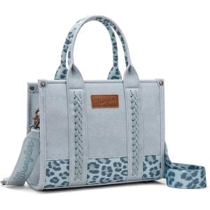 Montana West × Wrangler Tote Bag for Women Western Cow Print Purse Designer Top Handle Handbags(M Lepard Jean-guitar Strap)