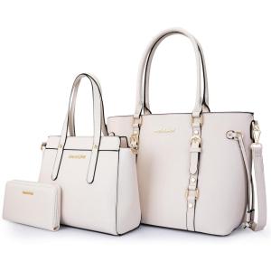 Montana West 3PCS Purses for Women Tote Bag and Wallet Set Shoulder Satchel Handbags(3pcs Beige)