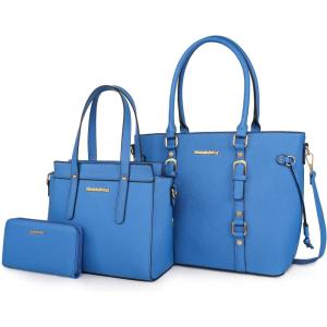 Montana West 3PCS Purses for Women Tote Bag and Wallet Set Shoulder Satchel Handbags(3pcs Blue)