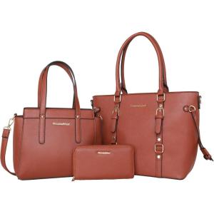Montana West 3PCS Purses for Women Tote Bag and Wallet Set Shoulder Satchel Handbags(3pcs Brown)