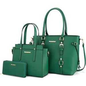 Montana West 3PCS Purses for Women Tote Bag and Wallet Set Shoulder Satchel Handbags(3pcs Green)