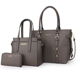 Montana West 3PCS Purses for Women Tote Bag and Wallet Set Shoulder Satchel Handbags(3pcs Grey)