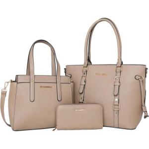 Montana West 3PCS Purses for Women Tote Bag and Wallet Set Shoulder Satchel Handbags(3pcs Khaki)