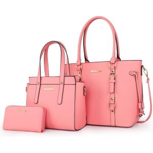 Montana West 3PCS Purses for Women Tote Bag and Wallet Set Shoulder Satchel Handbags(3pcs Pink)