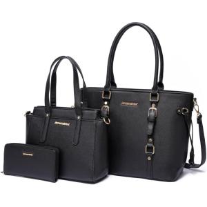 Montana West 3PCS Purses for Women Tote Bag and Wallet Set Shoulder Satchel Handbags(*Black)