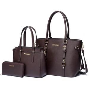 Montana West 3PCS Purses for Women Tote Bag and Wallet Set Shoulder Satchel Handbags(*Coffee)