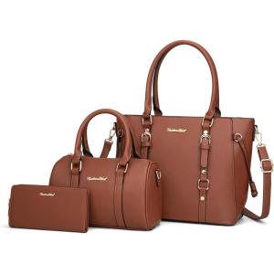 Montana West 3PCS Purses for Women Tote Bag and Wallet Set Shoulder Satchel Handbags(Y Brown)