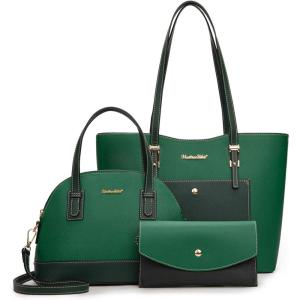 Montana West 3PCS Purses for Women Tote Bag and Wallet Set Shoulder Satchel Handbags(Z Green&dark Green)