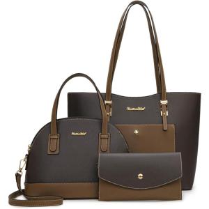 Montana West 3PCS Purses for Women Tote Bag and Wallet Set Shoulder Satchel Handbags(Z Grey&brown)