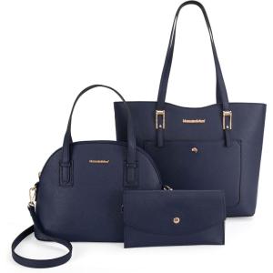 Montana West 3PCS Purses for Women Tote Bag and Wallet Set Shoulder Satchel Handbags(Z Handbag Navy)