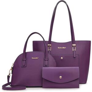 Montana West 3PCS Purses for Women Tote Bag and Wallet Set Shoulder Satchel Handbags(Z Handbag Purple)