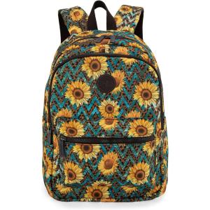 Montana West Backpack for Women Western Travel Backpack Purse Casual Daypack for Laptop College(Floral Sunflower 1)
