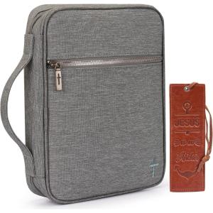 Montana West Bible Cover for Women Men with Leather Bookmark Book Carrying Cases Church Bag for Outdoor Protective(Grey)