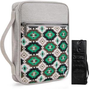 Montana West Bible Cover for Women Men with Leather Bookmark Book Carrying Cases Church Bag for Outdoor Protective(Tan Green)