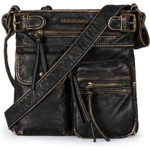 Montana West Crossbody Bag for Women Soft Washed Leather Multi Pocket crossbody handbags(Bronze)