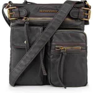 Montana West Crossbody Bag for Women Soft Washed Leather Multi Pocket crossbody handbags(Grey)