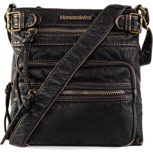 Montana West Crossbody Bag for Women Soft Washed Leather Multi Pocket crossbody handbags(Y#bronze)