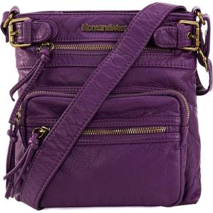 Montana West Crossbody Bag for Women Soft Washed Leather Multi Pocket crossbody handbags(Y#purple)