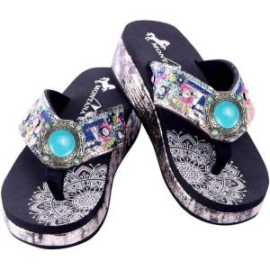 Montana West Flip Flops for women Wedge Flip Flops Western Wedge Sandals Bling Flip Flops Beach Sandals SEF02-S189BK*9