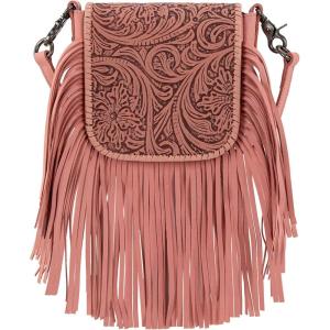 Montana West Fringe Purse Western Purses for Women Crossbody Bag(A2-floral Tooled-light Pink)