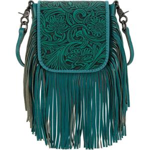 Montana West Fringe Purse Western Purses for Women Crossbody Bag(A2-floral Tooled-light Turquoise)