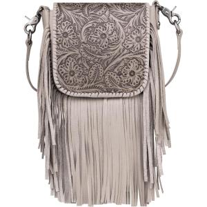 Montana West Fringe Purse Western Purses for Women Crossbody Bag(A4-floral Tooled-tan)