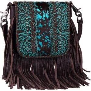 Montana West Fringe Purse Western Purses for Women Crossbody Bag(E1-floral Tooled With Hair-on Cowhide-coffee)