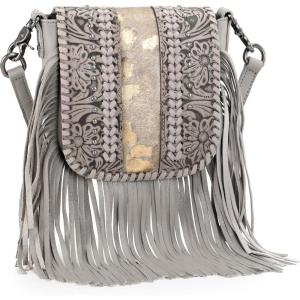 Montana West Fringe Purse Western Purses for Women Crossbody Bag(E4-floral Tooled With Hair-on Cowhide-tan)