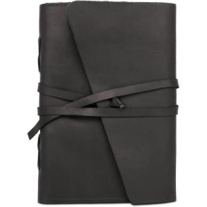 Montana West Genuine Leather Journal Notebook for Women and Men Vintage Refillable Journals for Writing Handheld 6 Ring Binder Travel Journal Diary with Slide Open Pocket,2 Card Holders and 2 Pen(A-Black)