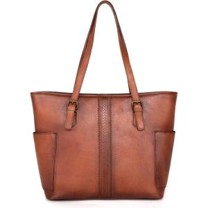 Montana West Genuine Leather Purses for Women WesternWhipstitch Tote Bag for Ladies Vintage Top Handle Bag