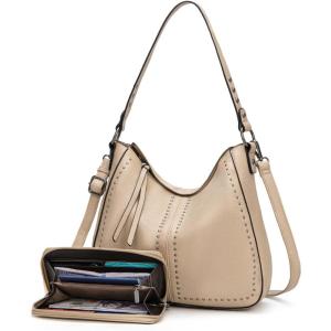 Montana West Hobo Bag for Women Crossbody Purse and Handbags Ladies Chic Shoulder Bags(Khaki-2pcs Set)